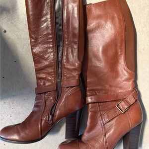 Marc Fisher Chestnut Leather Heeled Boots